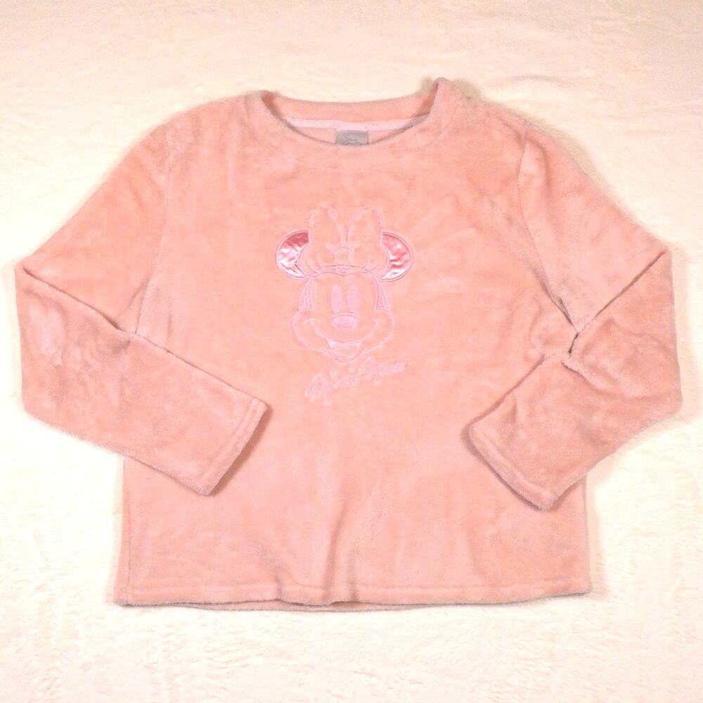 Disney Shirt Minnie Mouse Pullover Size M Disney100 Fuzzy Plush Pink Sleepwear